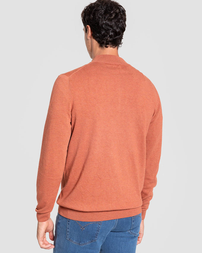 Jersey Cuello Alto Cremallera Ocre