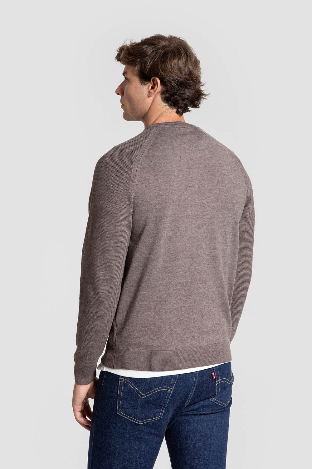 Jersey Punto Piqué Marrón Cuello Crew