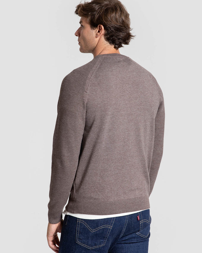 Jersey Punto Piqué Marrón Cuello Crew
