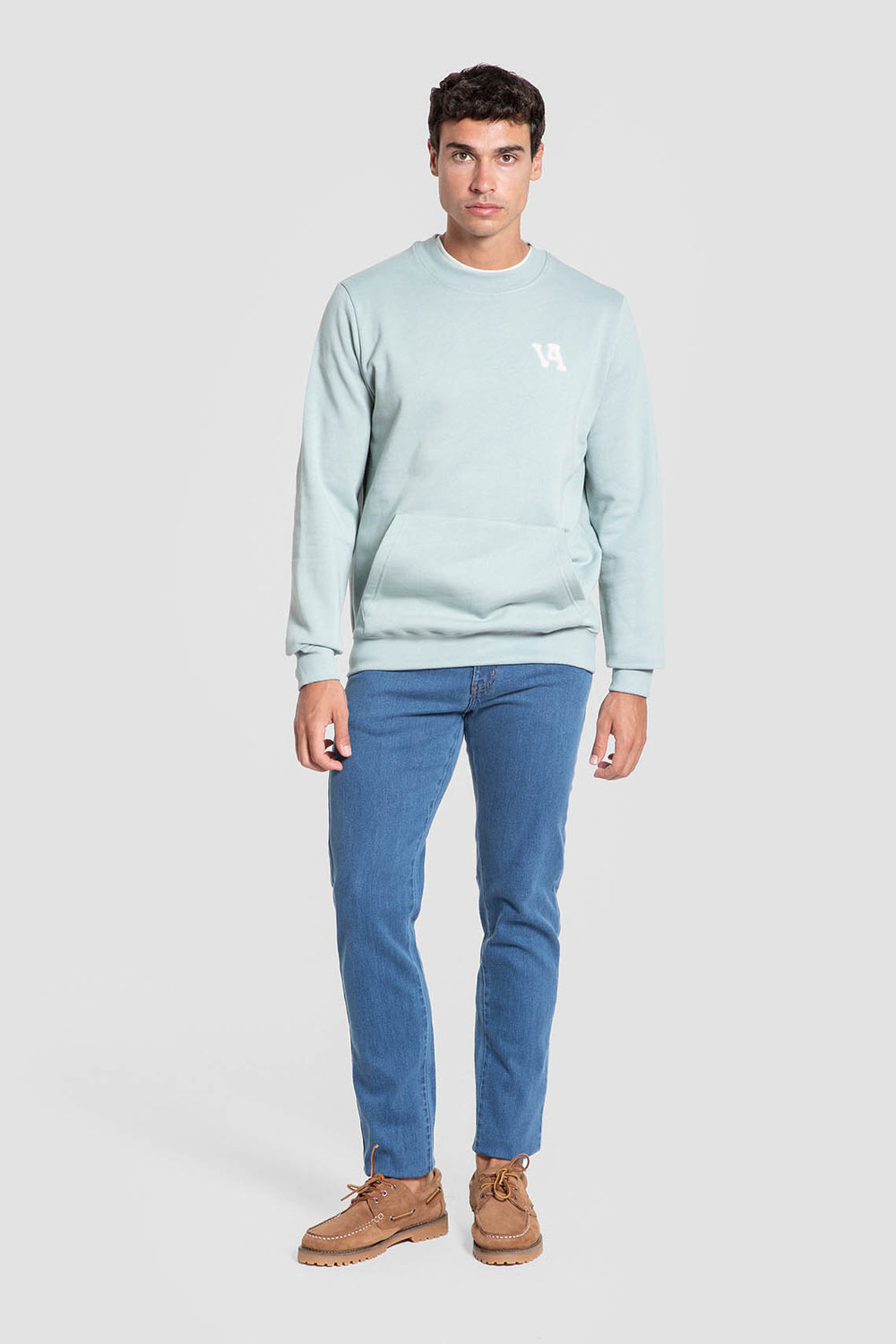 Sudadera verde agua con bolsillo canguro