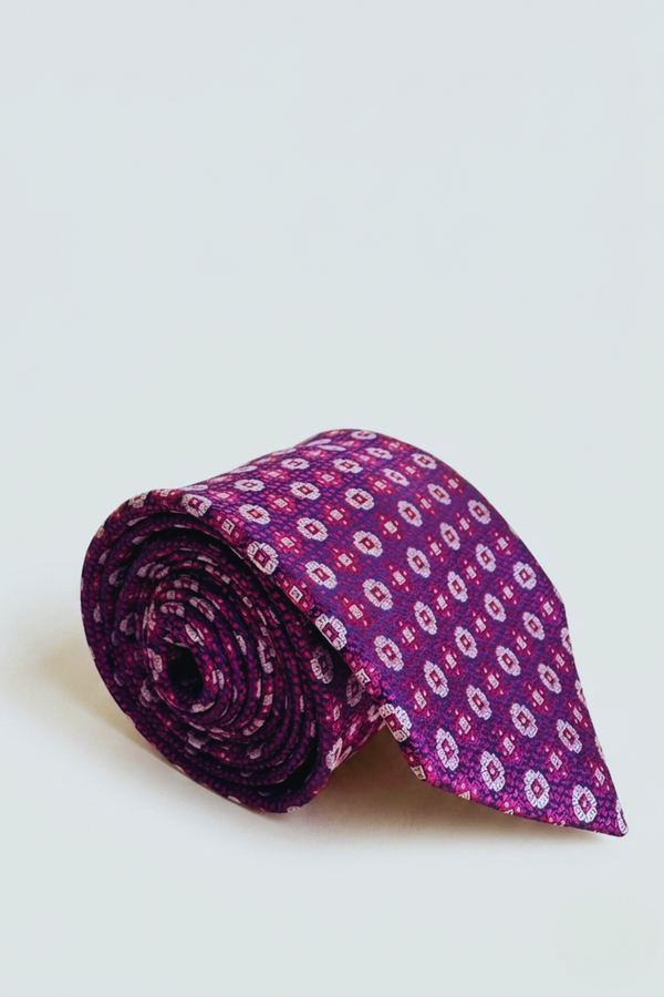 Corbata Estampada Burdeos y Fucsi