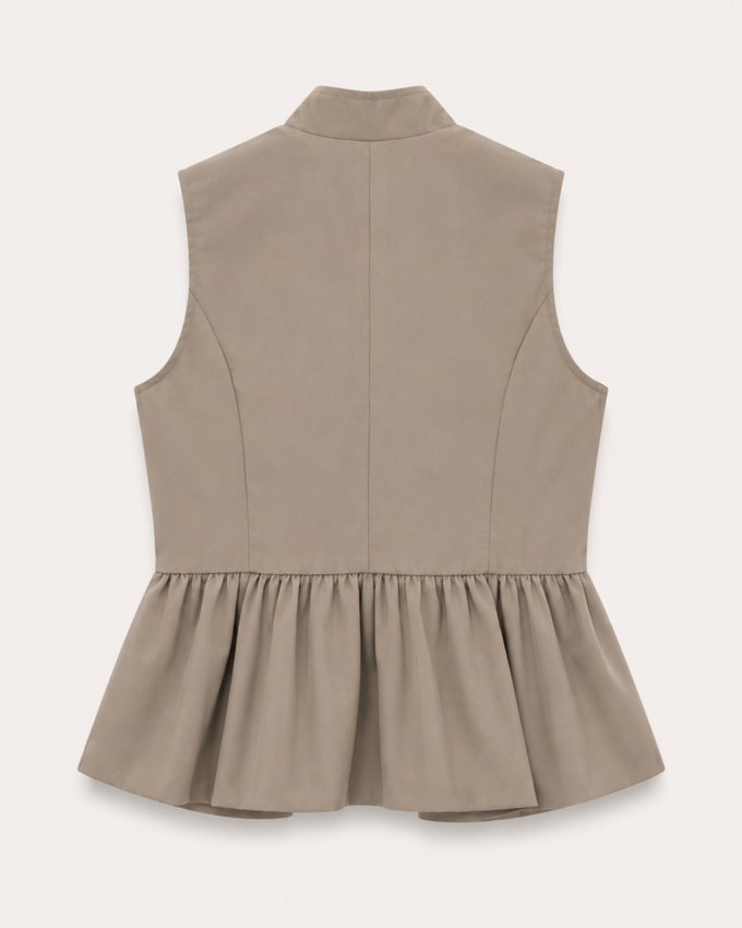 Chaleco Mujer Peplum Cuello Maho