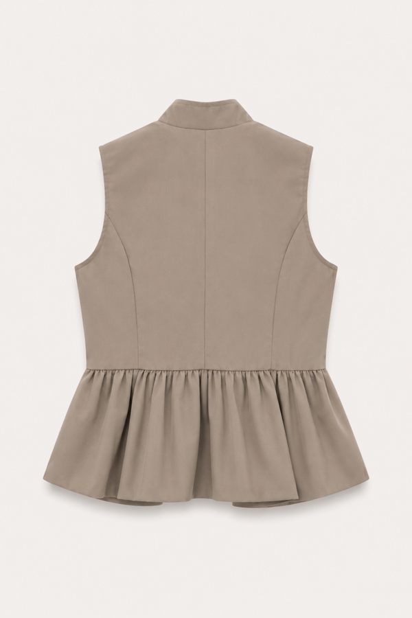 Chaleco Mujer Peplum Cuello Maho