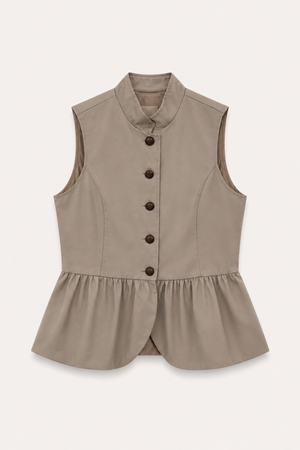 Chaleco Mujer Peplum Cuello Maho