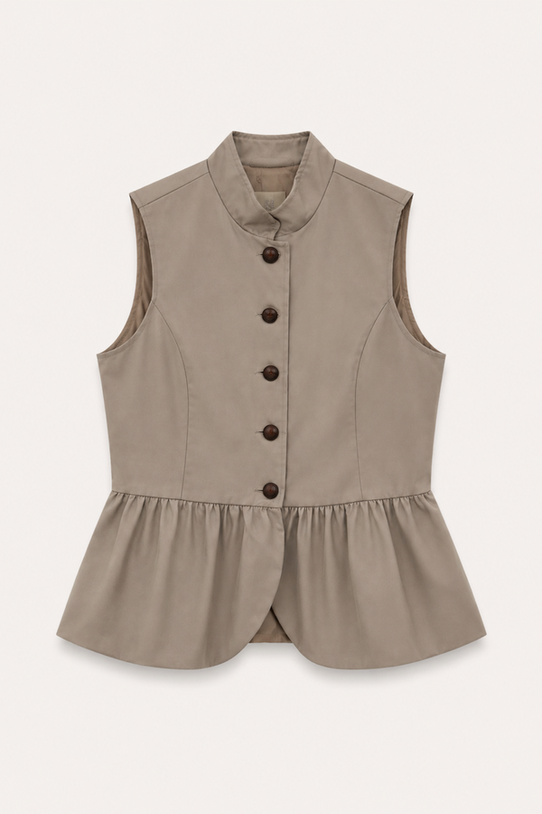 Chaleco Mujer Peplum Cuello Maho