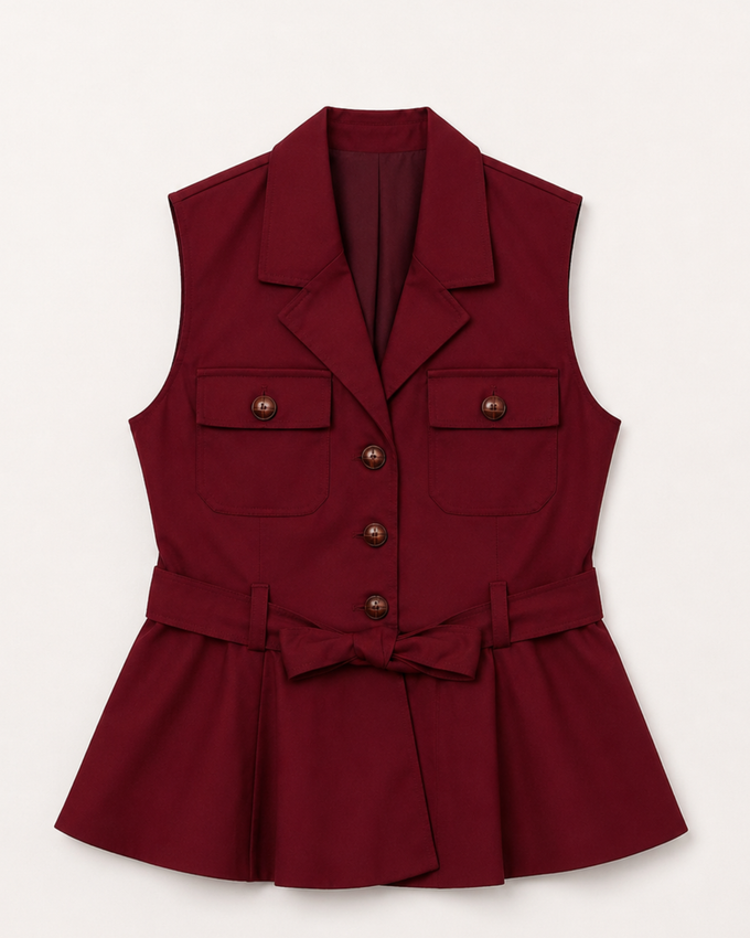 Chaleco Peplum Burdeos