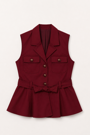 Chaleco Peplum Burdeos