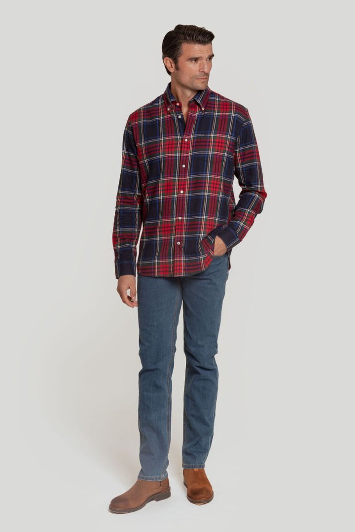 NAVY GRAY PLAID SHIRT