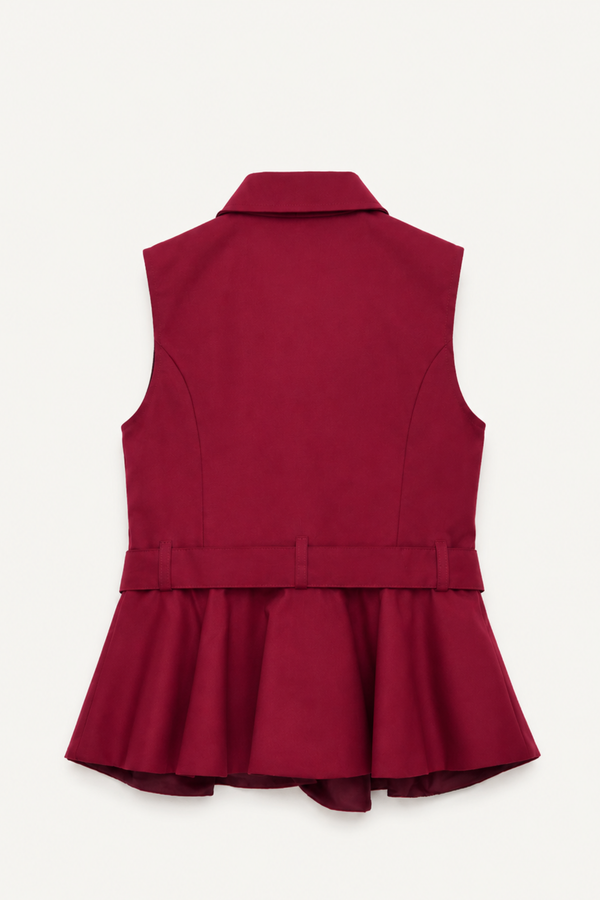Chaleco Peplum Burdeos