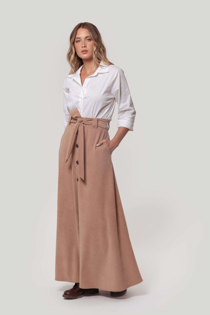 Camel Faux Suede Skirt