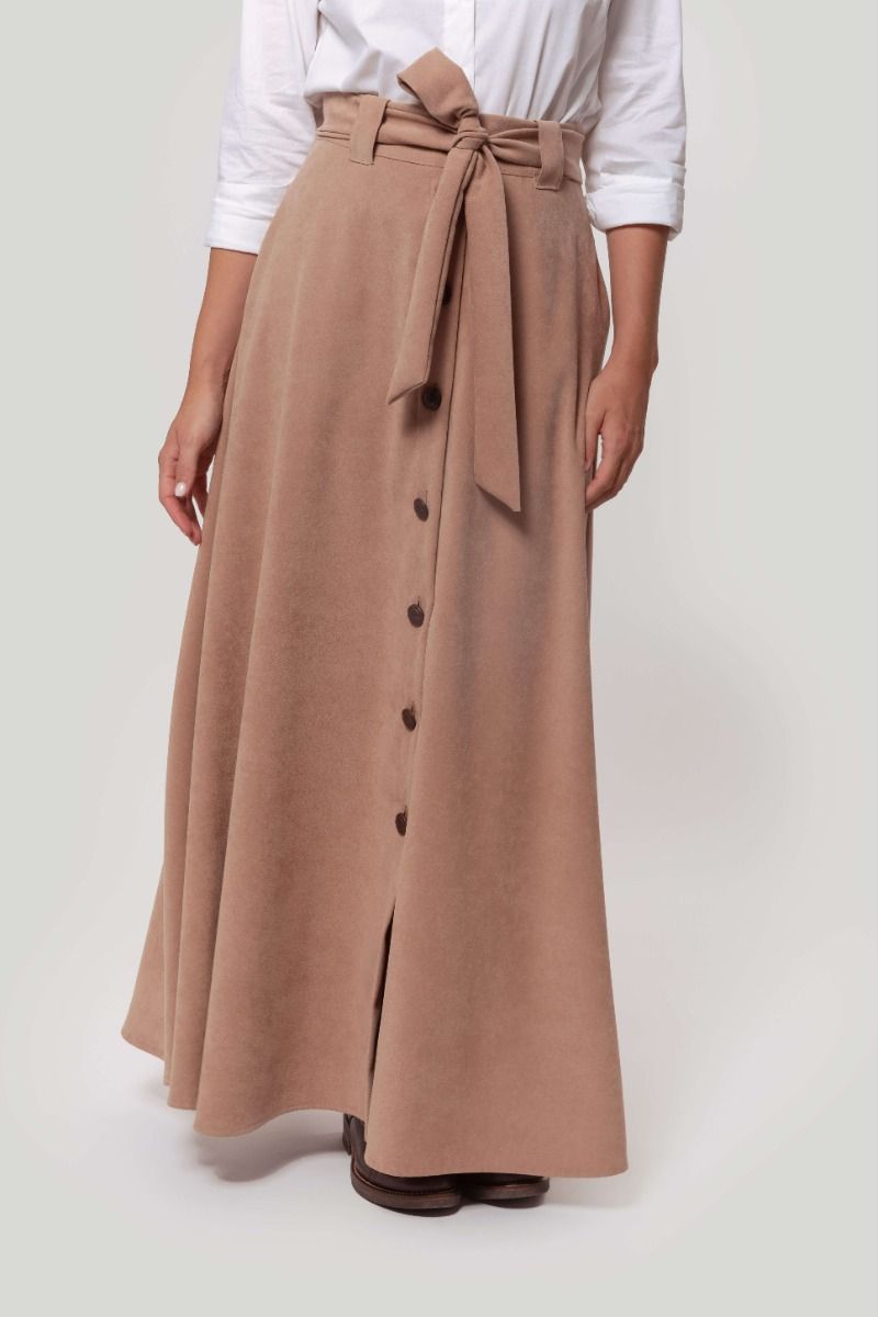 Camel Faux Suede Skirt