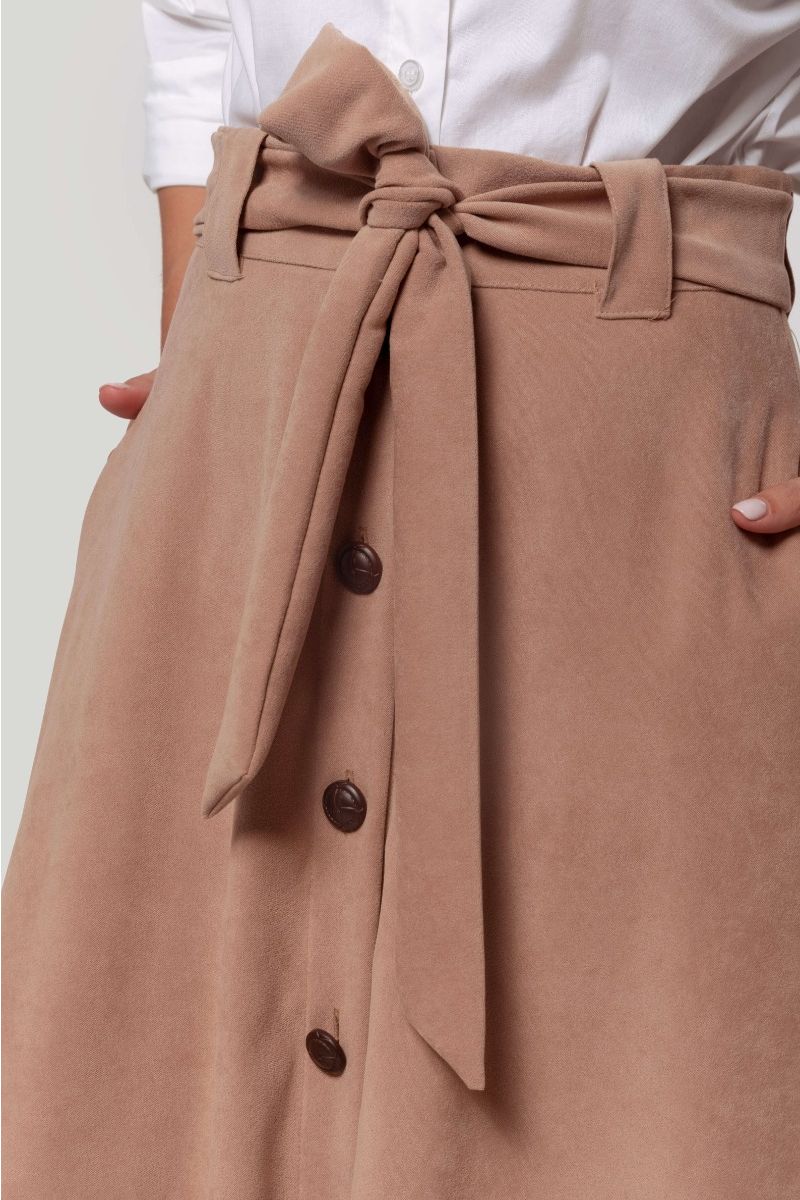 Camel Faux Suede Skirt