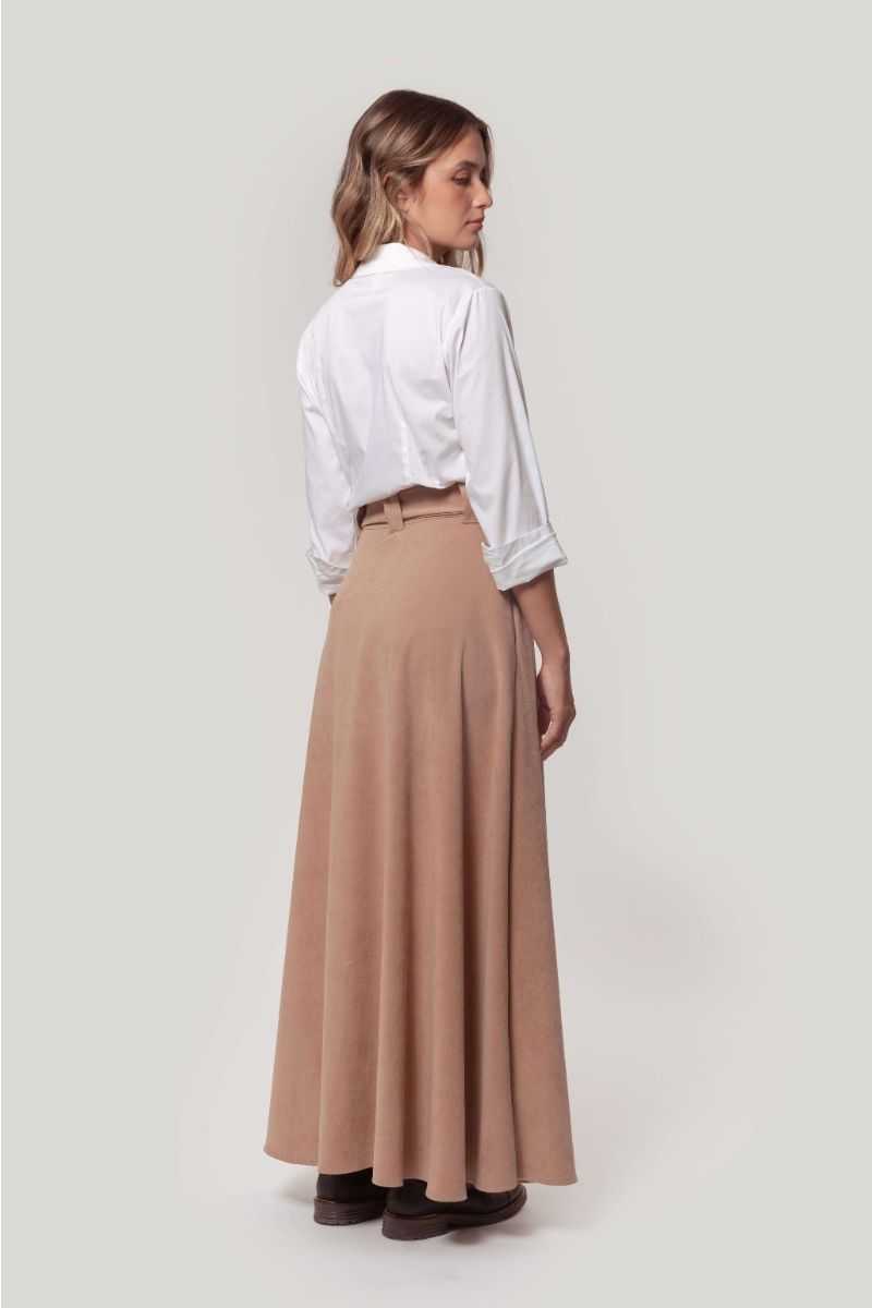 Camel Faux Suede Skirt