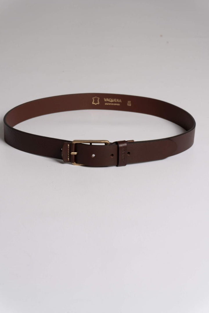 BROWN AGED BUCKLE LEATHER BELT