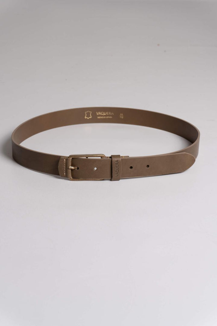 TAUPE AGED BUCKLE LEATHER BELT