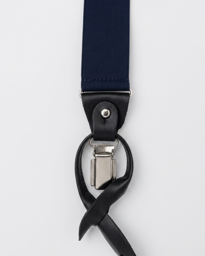Navy Blue Leather Suspender