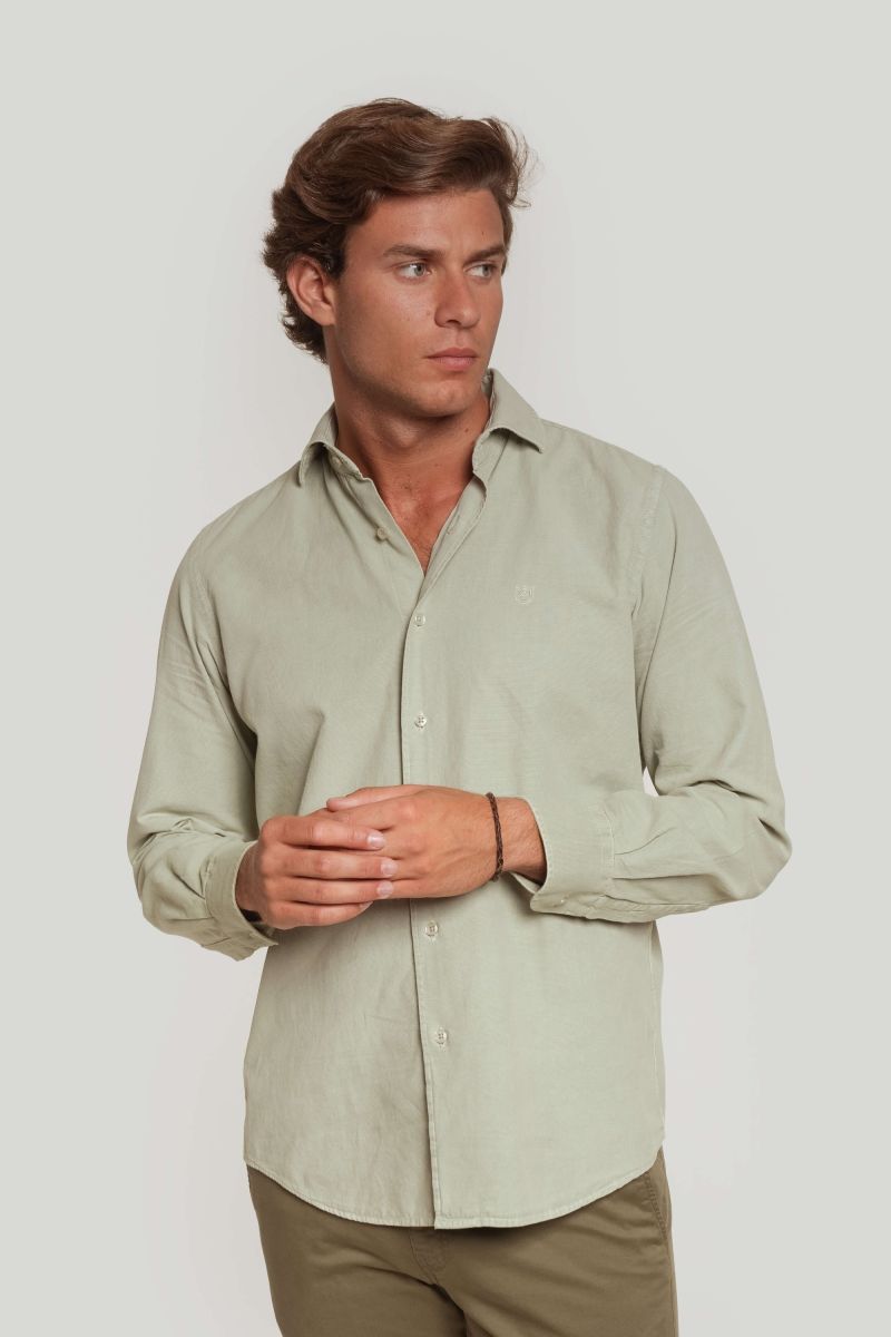 GREEN WASHED STRUCTURED SHIRT