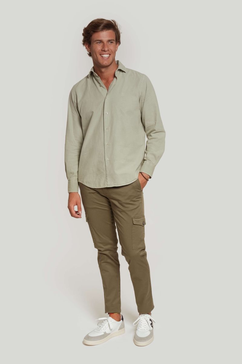 GREEN WASHED STRUCTURED SHIRT