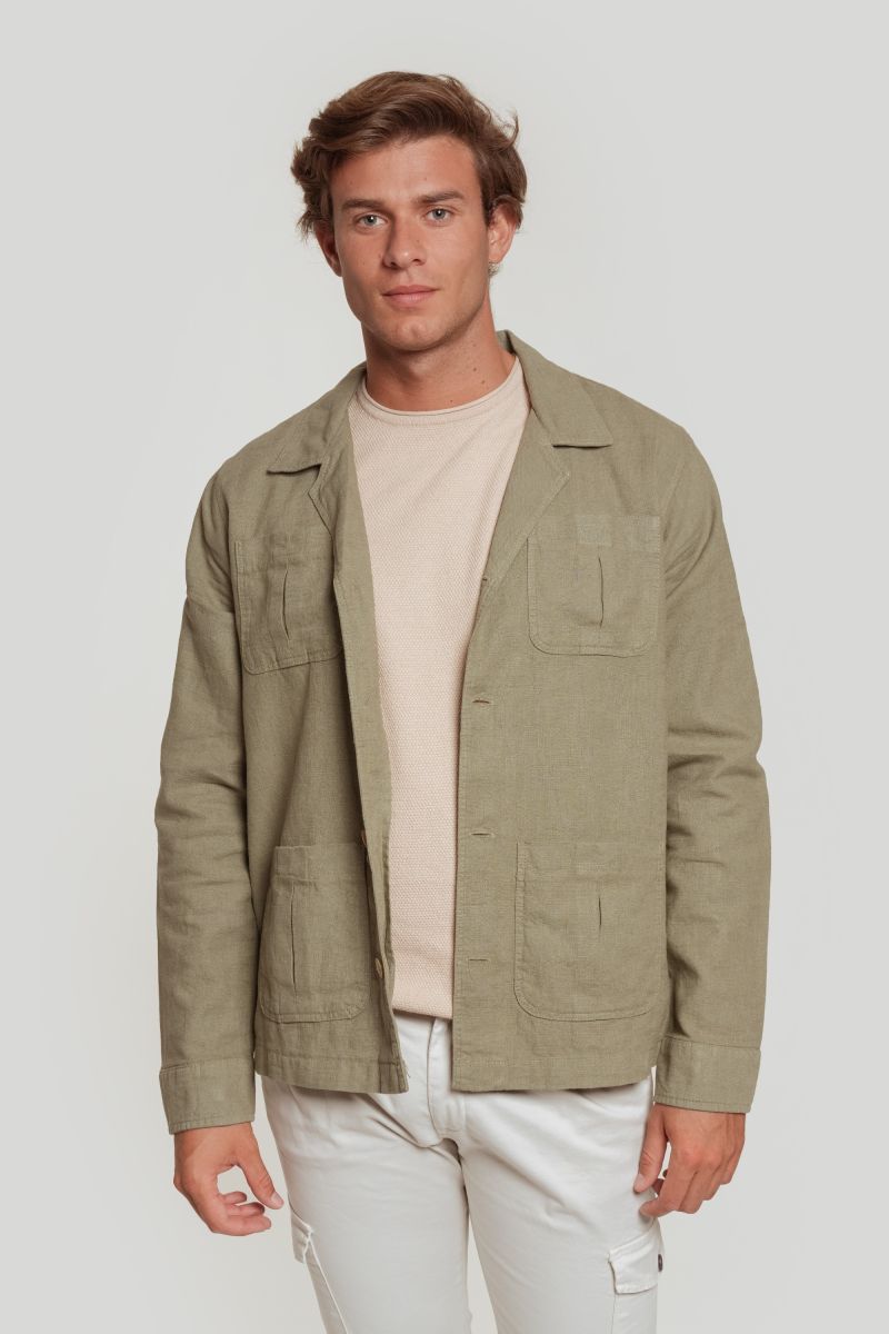 GREEN LAPEL OVERSHIRT