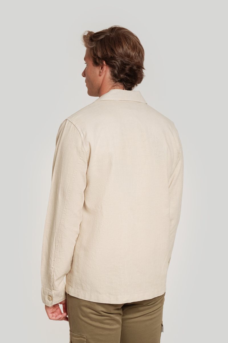 BEIGE LAPEL OVERSHIRT