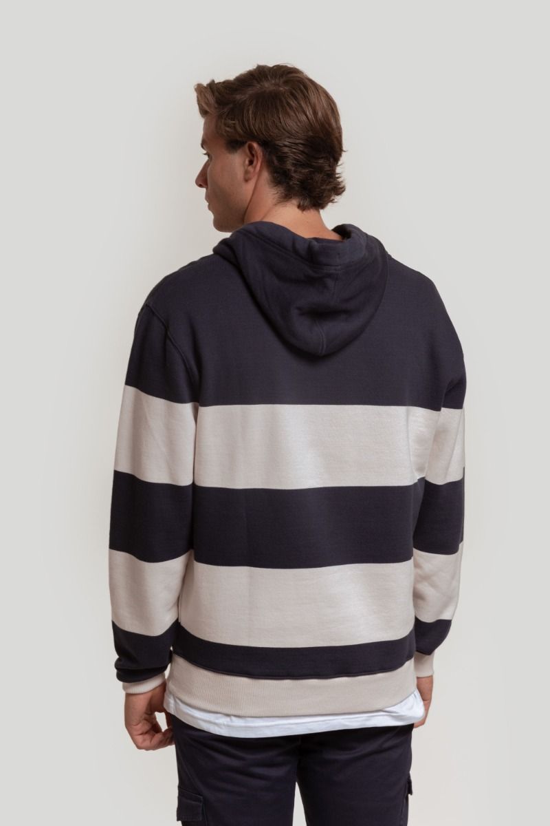 NAVY WIDE STRIPED HOODIE