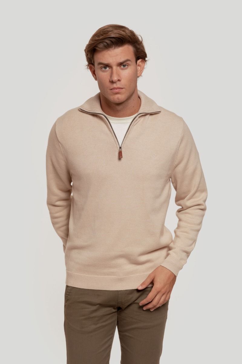 BEIGE HALF ZIP JERSEY