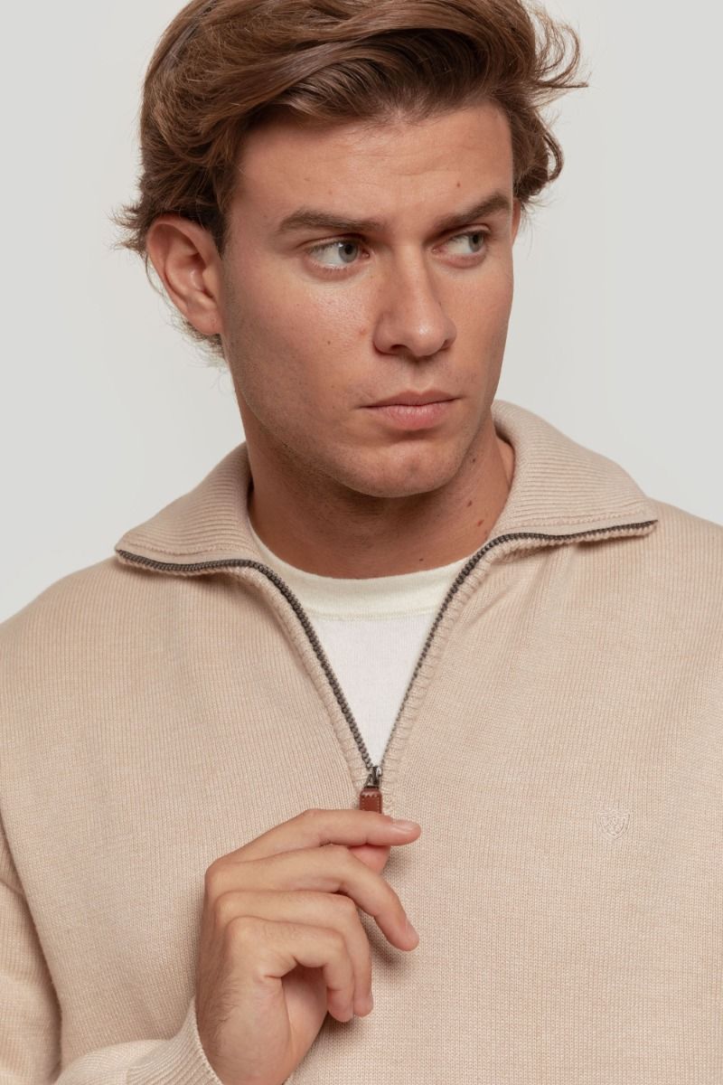 BEIGE HALF ZIP JERSEY