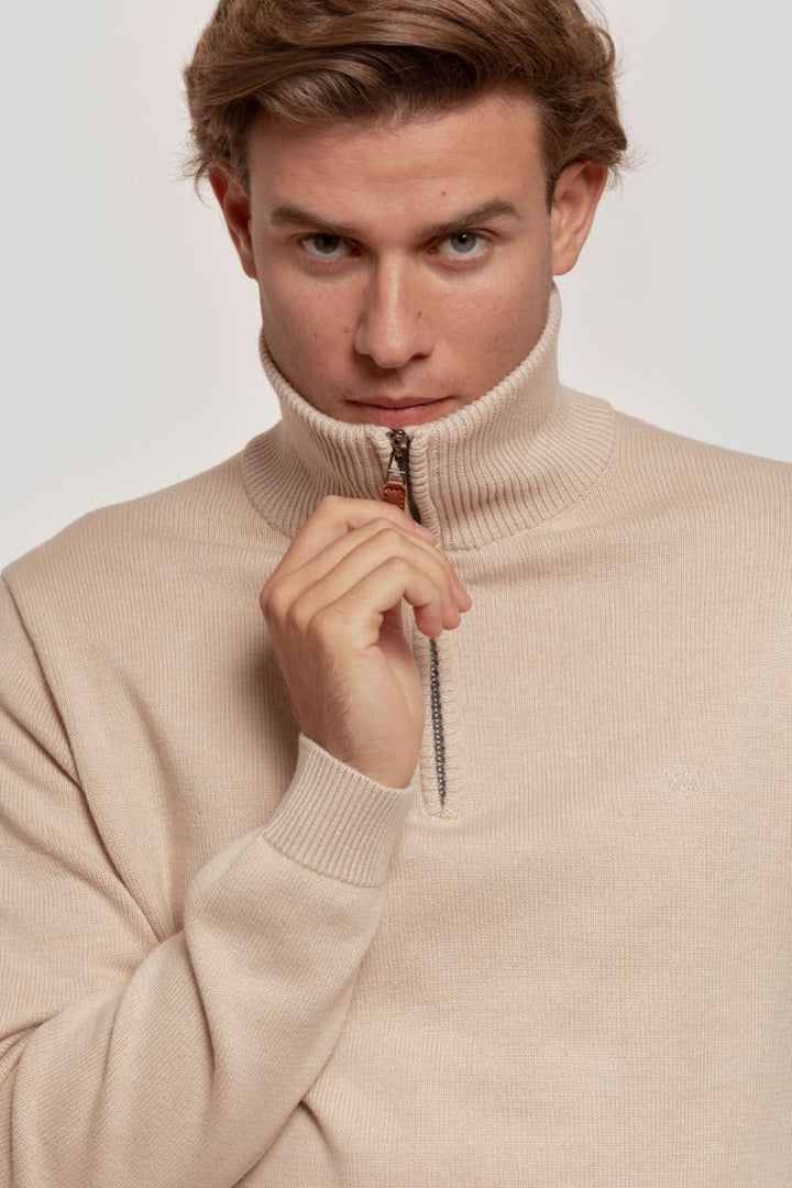 BEIGE HALF ZIP JERSEY