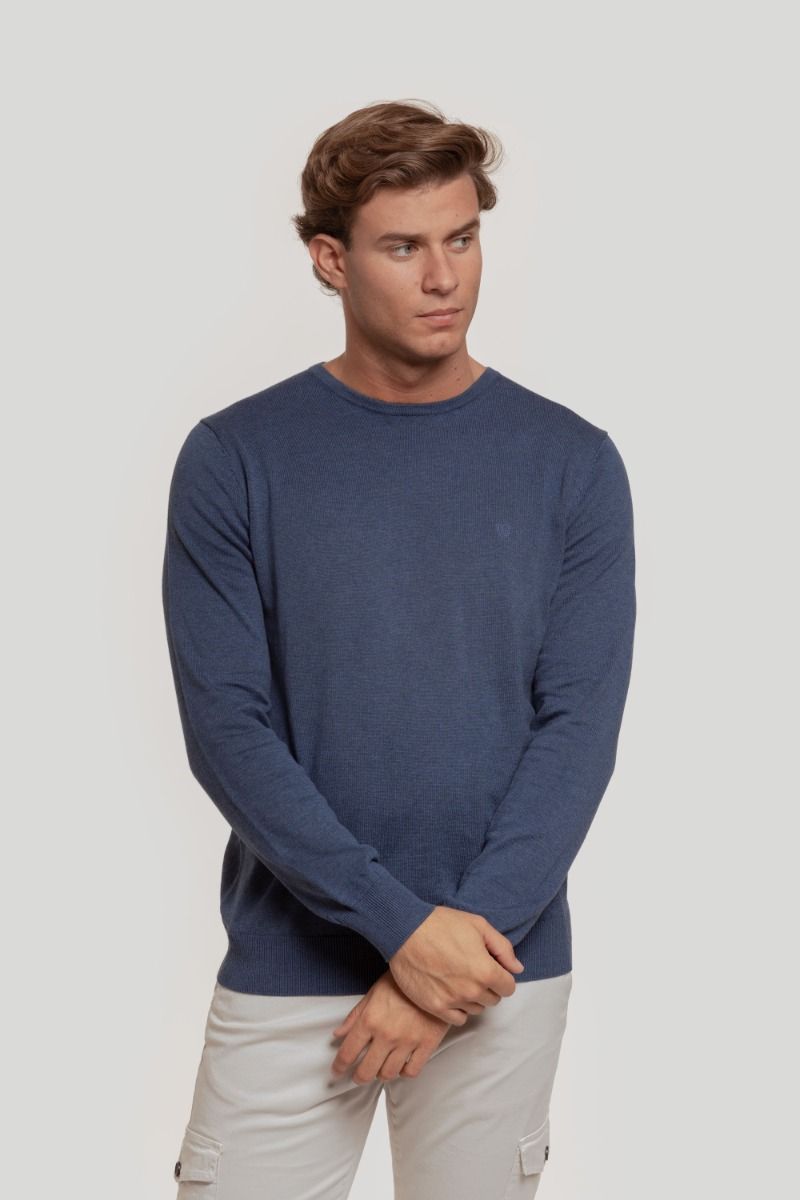 INDIGO CREW NECK SWEATER