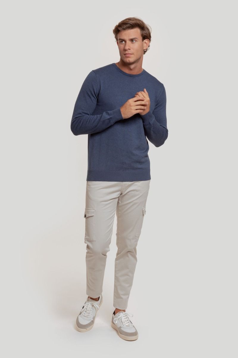 INDIGO CREW NECK SWEATER