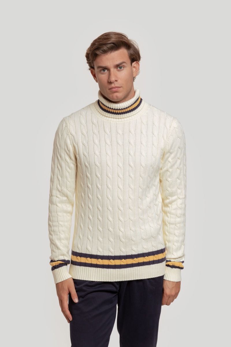 HIGH NECK BEIGE STRIPE