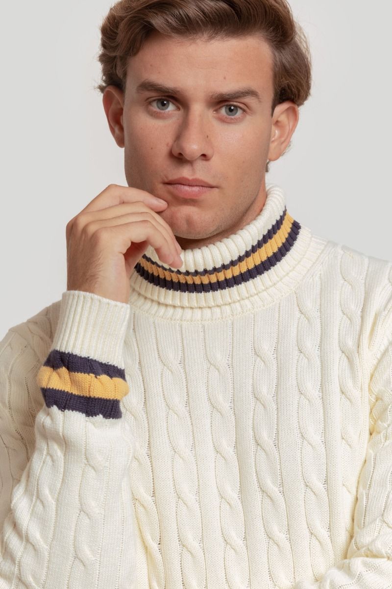 HIGH NECK BEIGE STRIPE