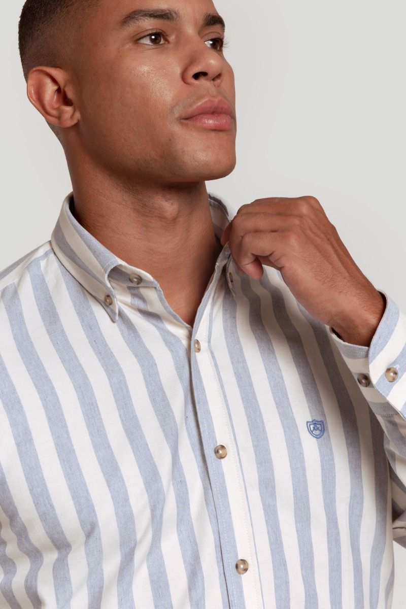 SKY BLUE OXFORD WIDE STRIPED SHIRT