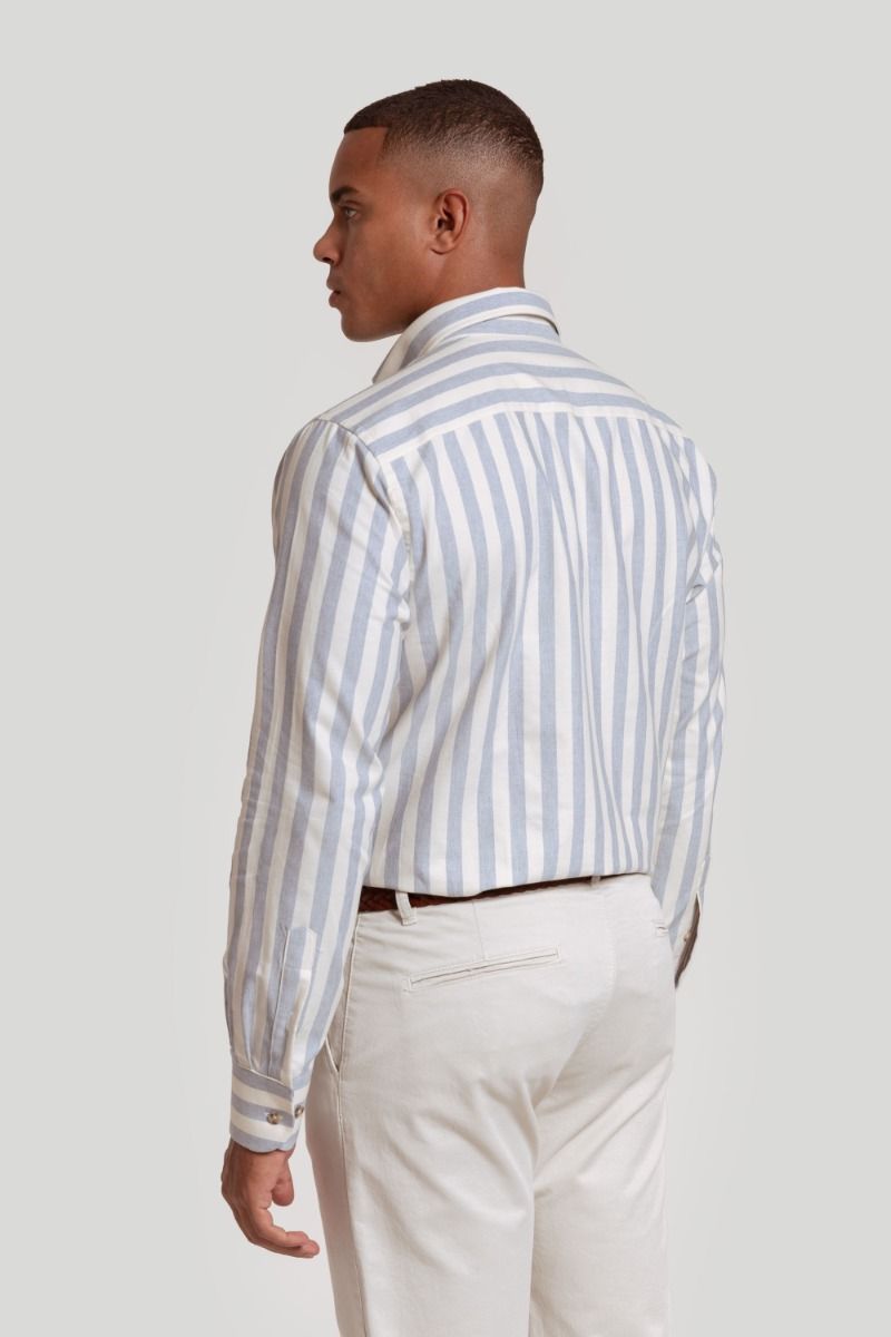 SKY BLUE OXFORD WIDE STRIPED SHIRT