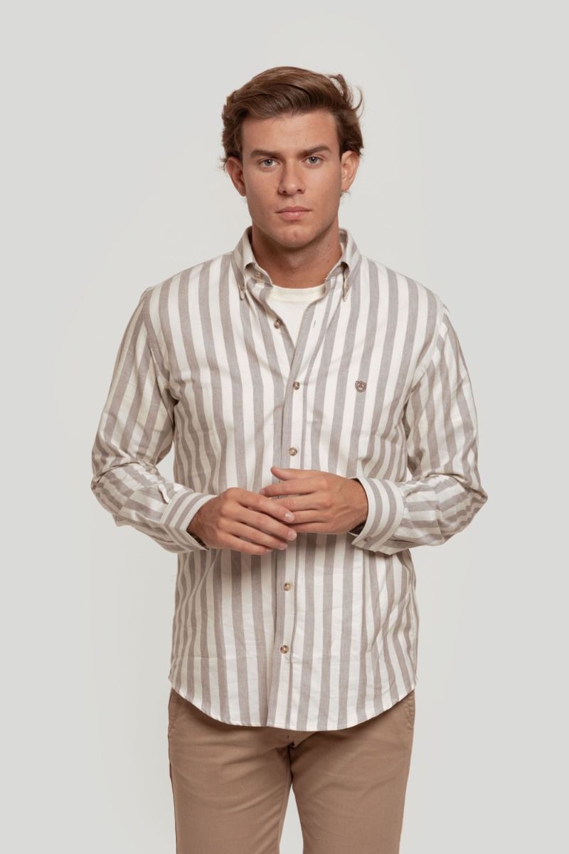 GREY OXFORD WIDE STRIPED SHIRT