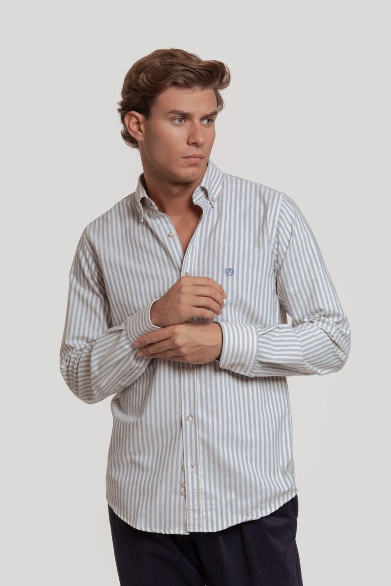 LIGHT BLUE OXFORD STRIPED SHIRT