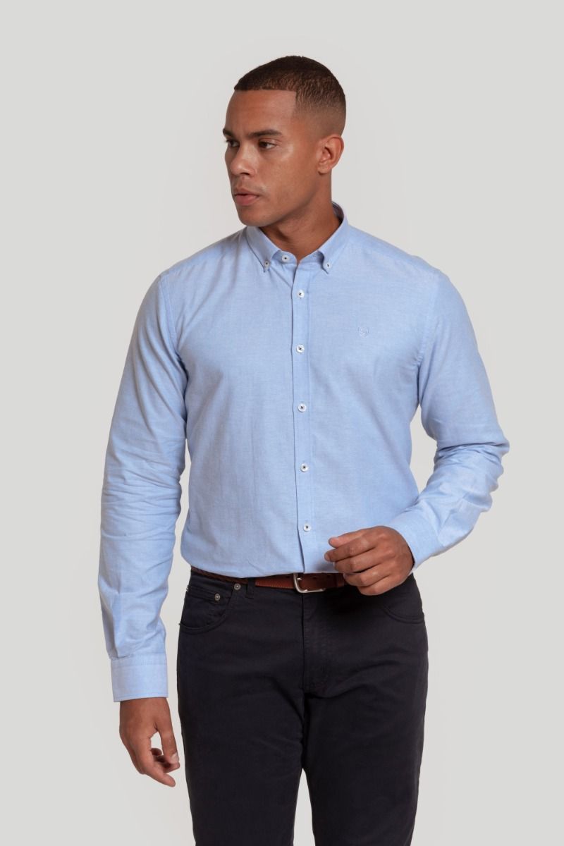 CAMISA OXFORD CELESTE