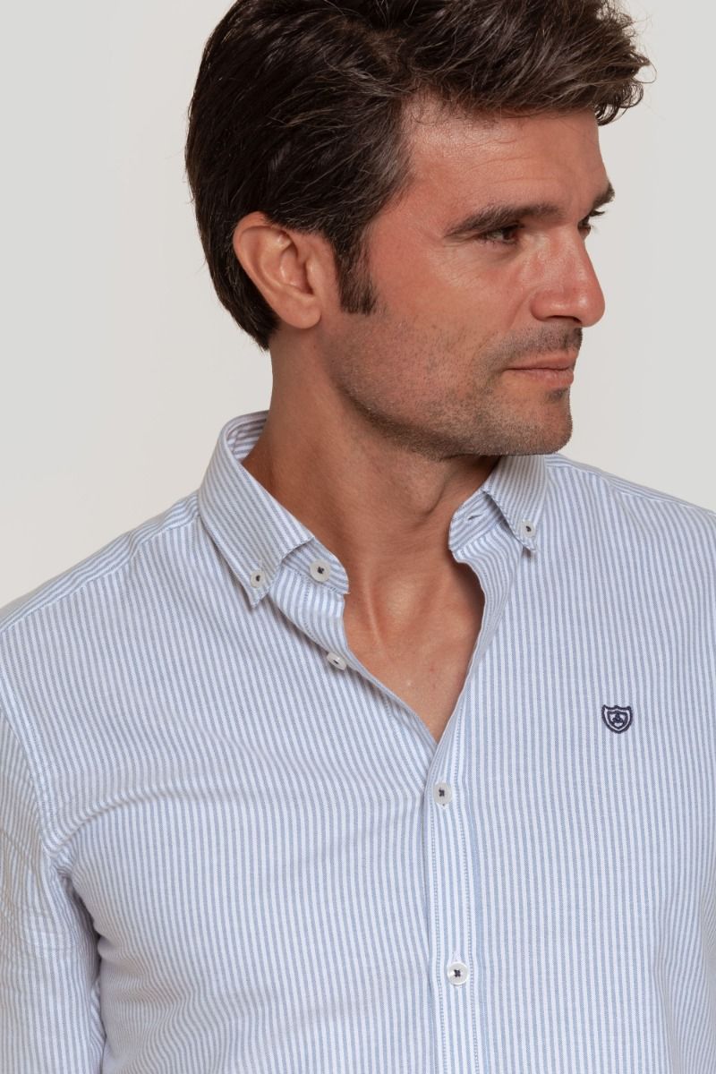 LIGHT BLUE FINE STRIPED SHIRT