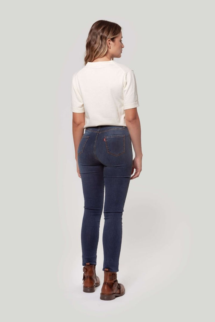 PANTALON TIRO ALTO SKINNY AZUL