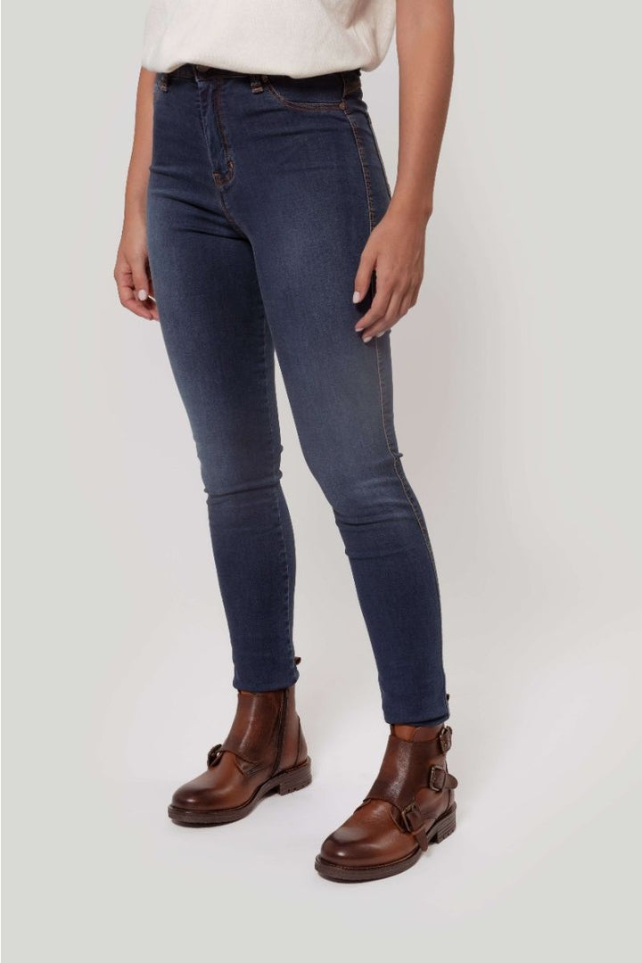 PANTALON TIRO ALTO SKINNY AZUL