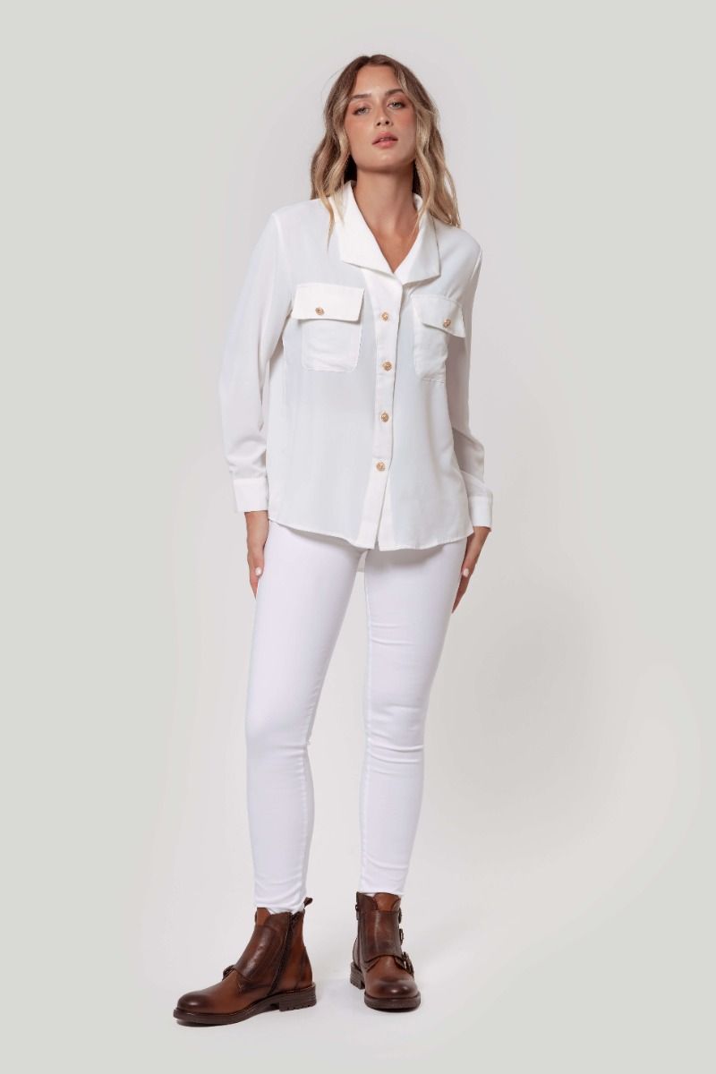 Pantalón Tiro Alto Blanco - Raíces