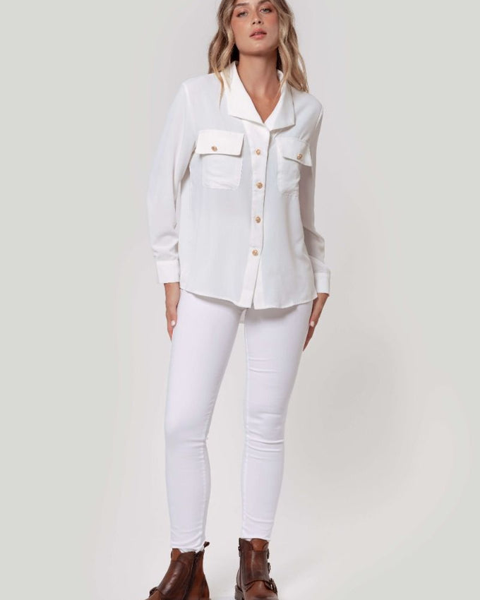 Pantalón Tiro Alto Blanco - Raíces