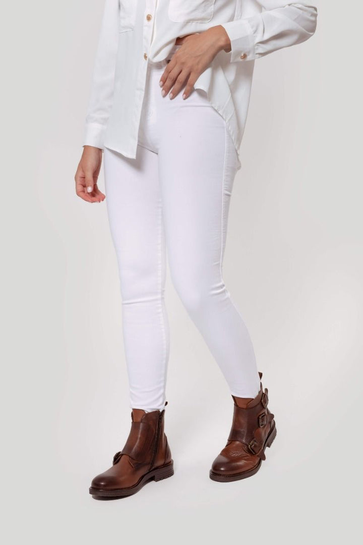 WHITE SKINNY HIGH WAIST PANTS