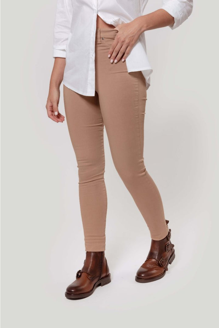 HIGH WAIST SKINNY CAMEL PANTS