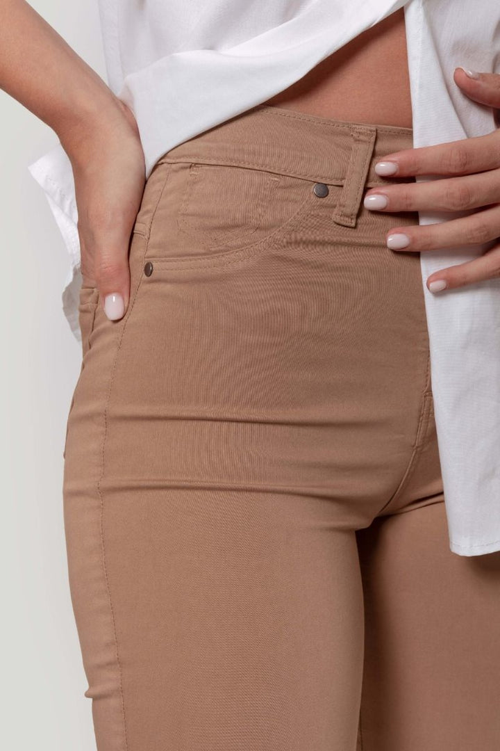 HIGH WAIST SKINNY CAMEL PANTS