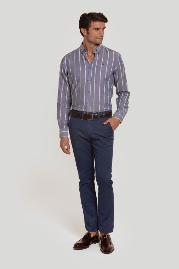 SKY BLUE WIDE STRIPED SHIRT