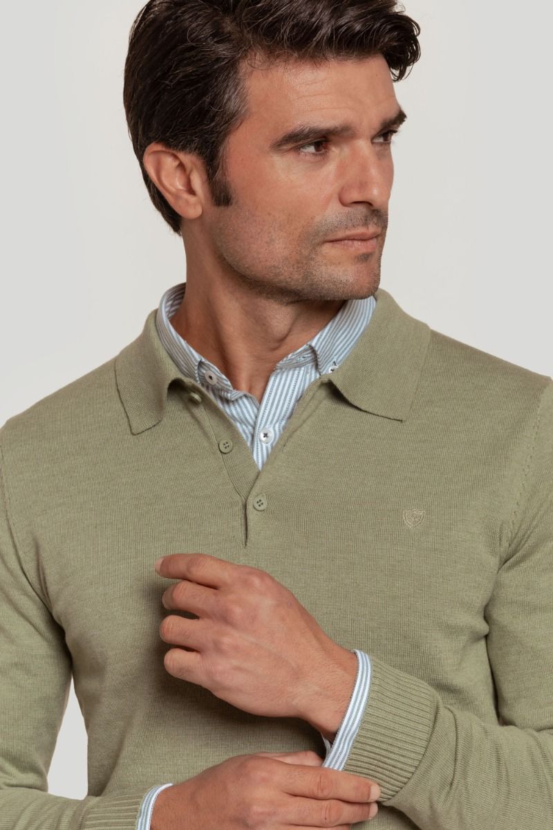 GREEN POLO NECK JERSEY