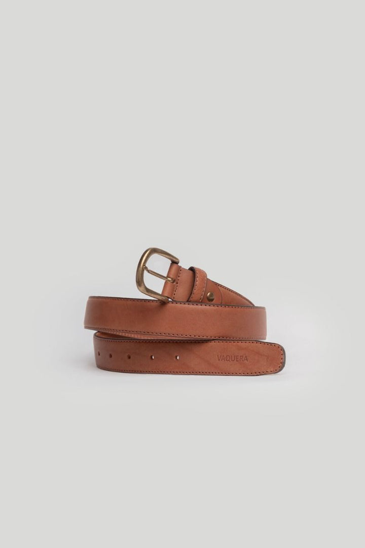 NARROW CAMEL LEATHER BELT