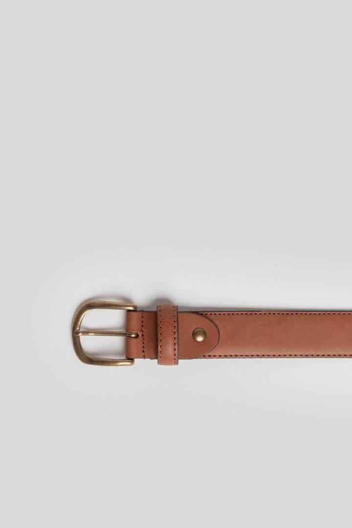 NARROW CAMEL LEATHER BELT