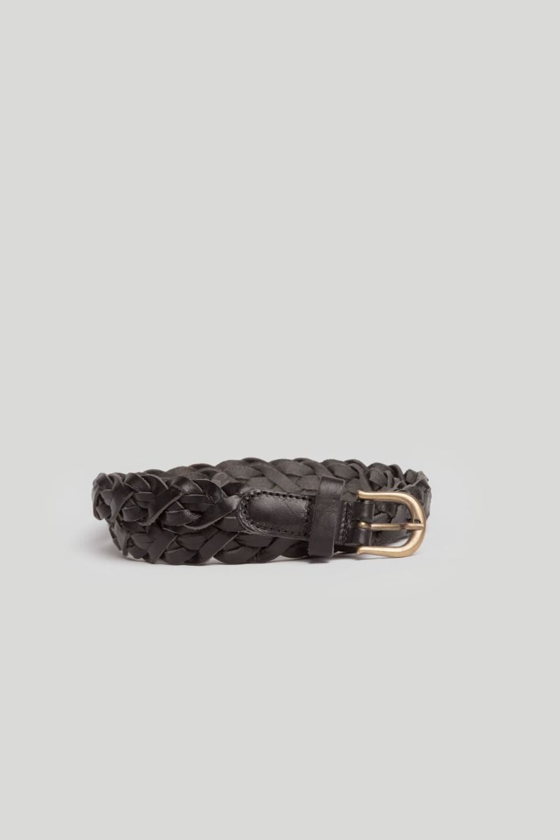 Black Narrow Braided Belt